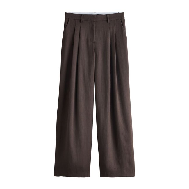 Pantalon palazzo effet froissé marron chocolat <span itemprop=