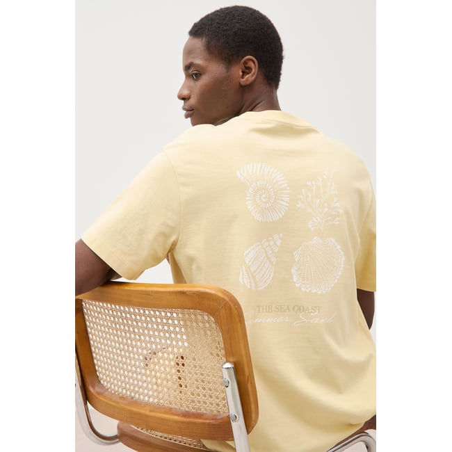 T-shirt en coton manches courtes jaune clair <span itemprop=