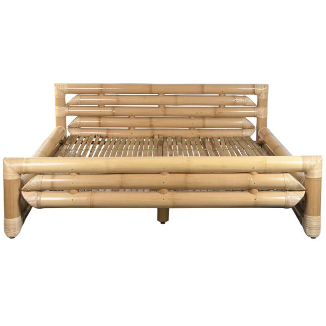 Lit king size exotique en bambou et rotin 202.5x250x74cm Couleur bois <span itemprop=
