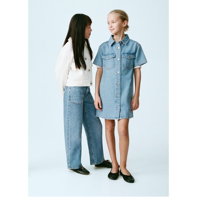 Robe en jean courte bleu moyen <span itemprop=