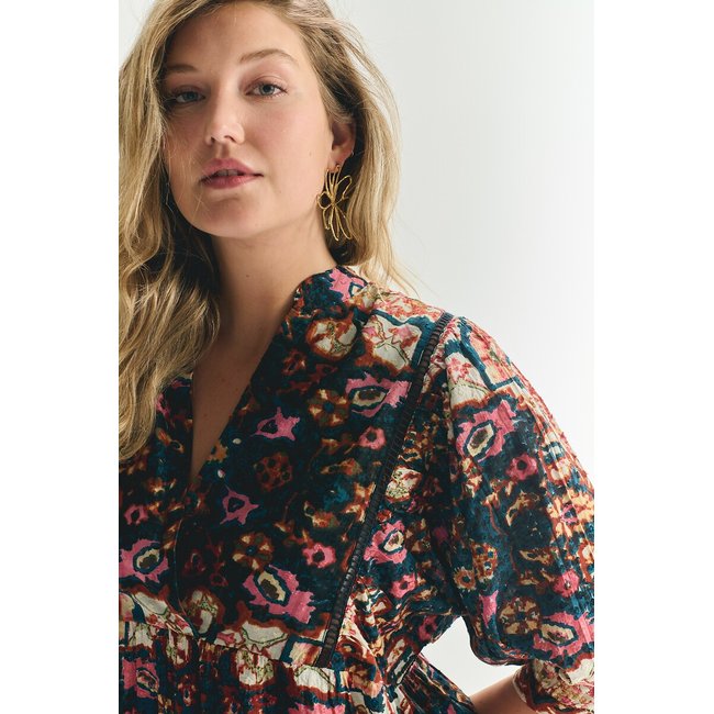 Cassie printed mini dress black print red Alme La Redoute