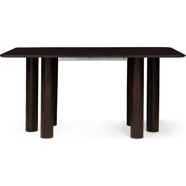Table extensible arrondie en bois de hêtre Couleur noyer <span itemprop=