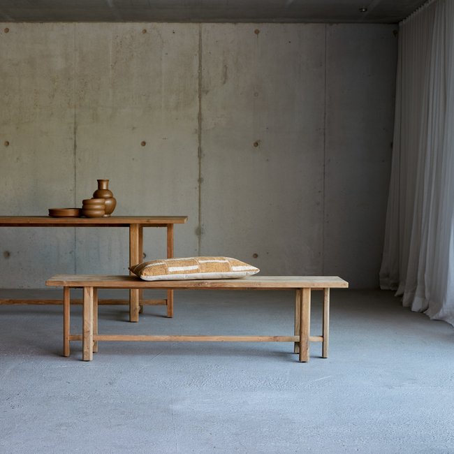 Banc en teck massif recyclé ANTONIA Couleur naturel <span itemprop=