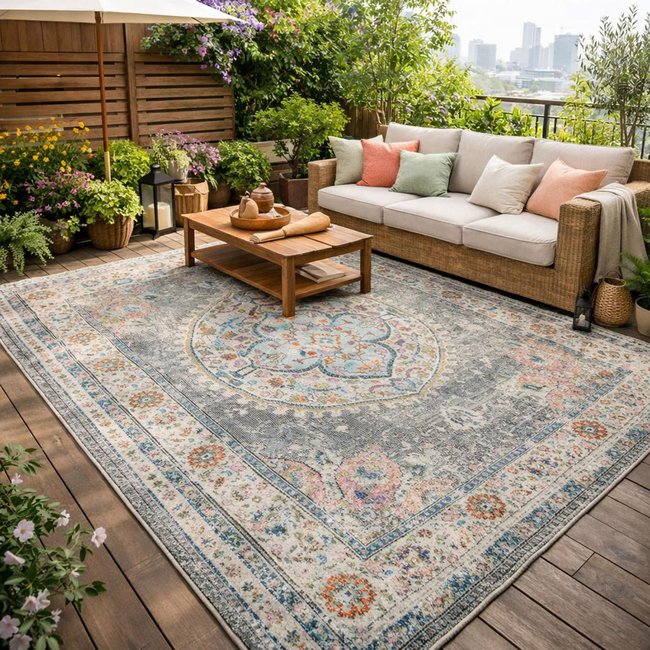 Tapis extérieur tissé kilim rectangle SALOUT A - UN AMOUR DE TAPIS