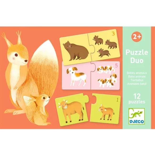 Puzzle duo Bébés animaux multicolore <span itemprop=