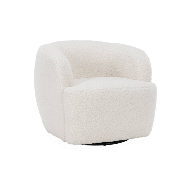 Fauteuil pivotant métal et bouclette LAYA Couleur crème <span itemprop=