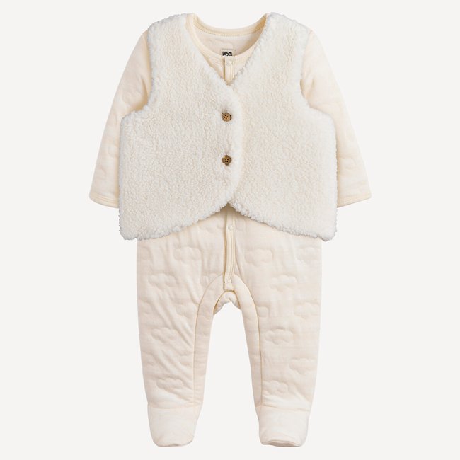 Ensemble bébé pyjama et gilet en sherpa assortis <span itemprop=