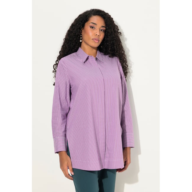 Chemisier à rayures et manches longues magenta <span itemprop=