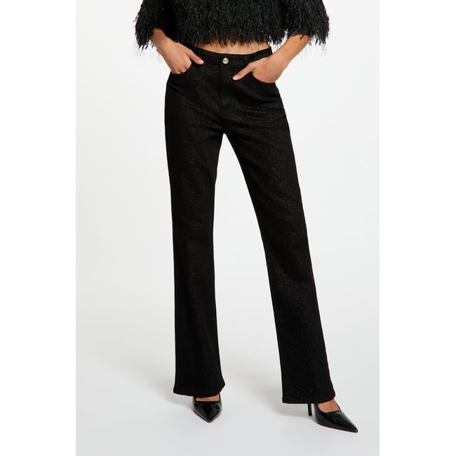 Jean bootcut paillettes noir <span itemprop=
