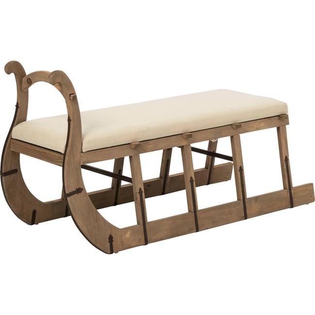 Table basse traîneau en pin Couleur naturel et écru <span itemprop=