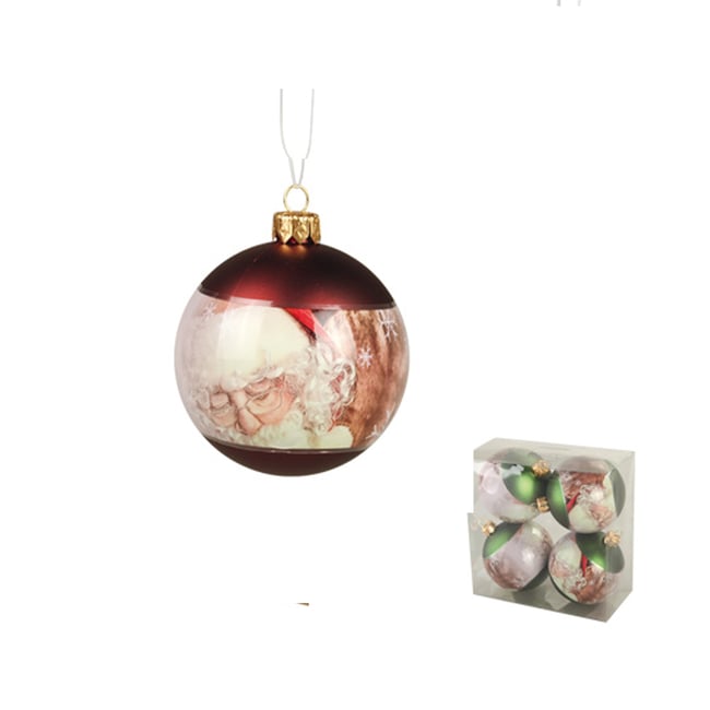 Lot de 4 boules de Noël Père Noël – Or Couleur rouge <span itemprop=