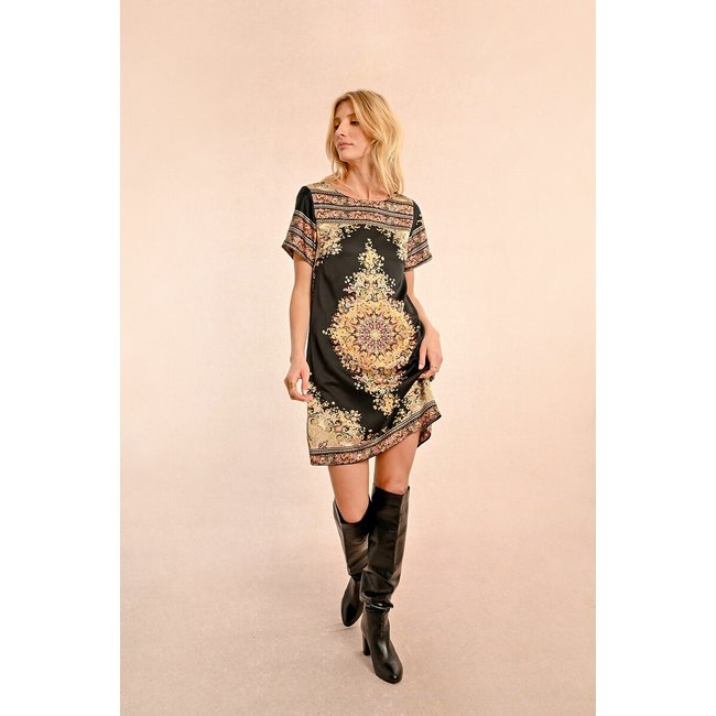 Tribal Print Shift Dress, black, MOLLY BRACKEN