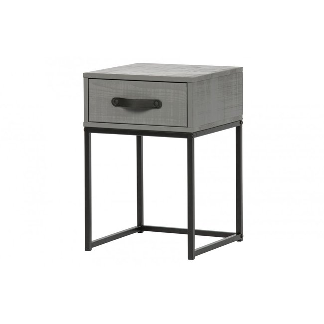 Table de nuit en pin massif- MORRIS Couleur gris <span itemprop=