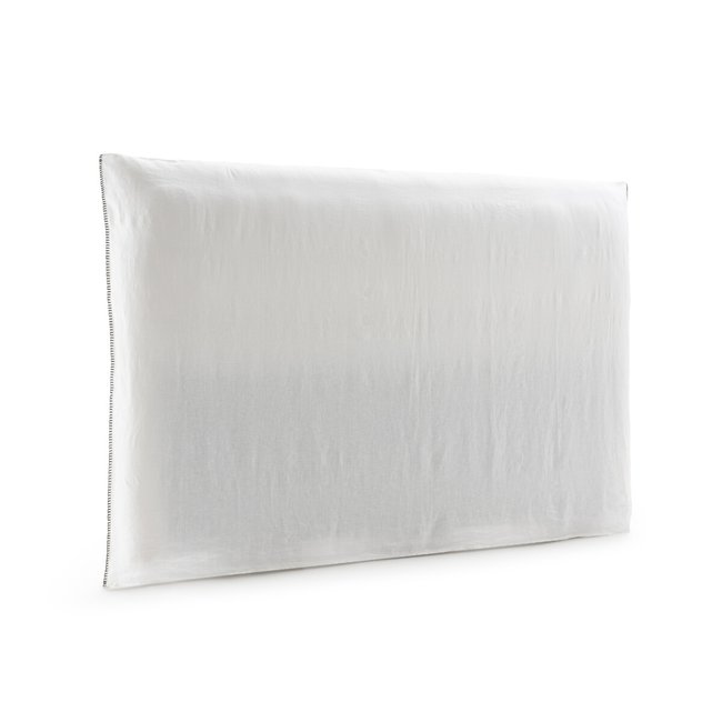 Housse de tête de lit lin lavé, Mereson blanc <span itemprop=