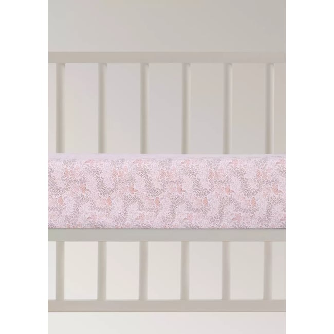 Drap-housse berceau 100 % coton floral nude <span itemprop=