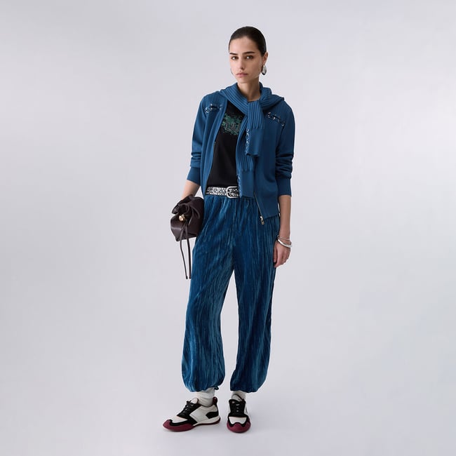 Cardigan avec Lacets bleu <span itemprop=