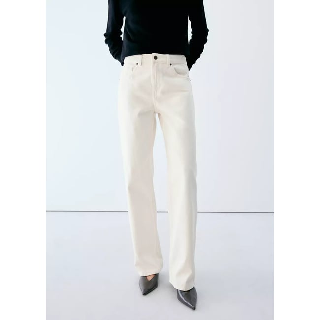 Jean droit taille normale blanc <span itemprop=