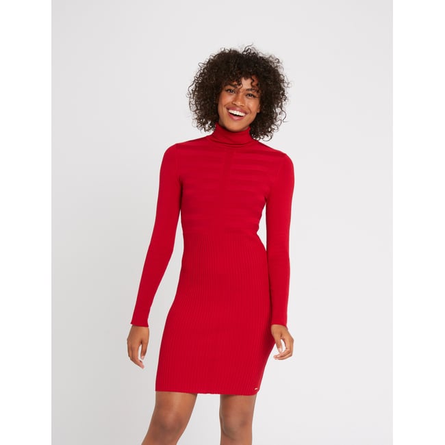 Robe pull en fine maille, col montant - MORGAN