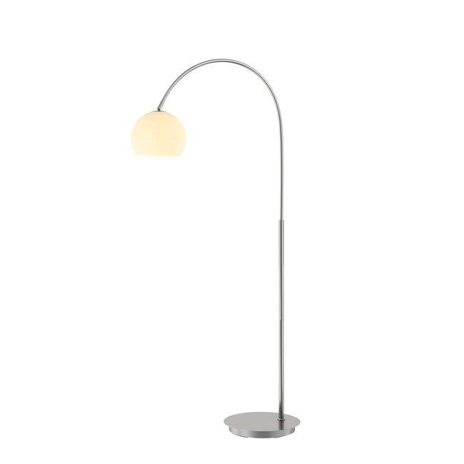Lampadaire en verre moderne, Cynthia Couleur nickel mat, blanc opale <span itemprop=