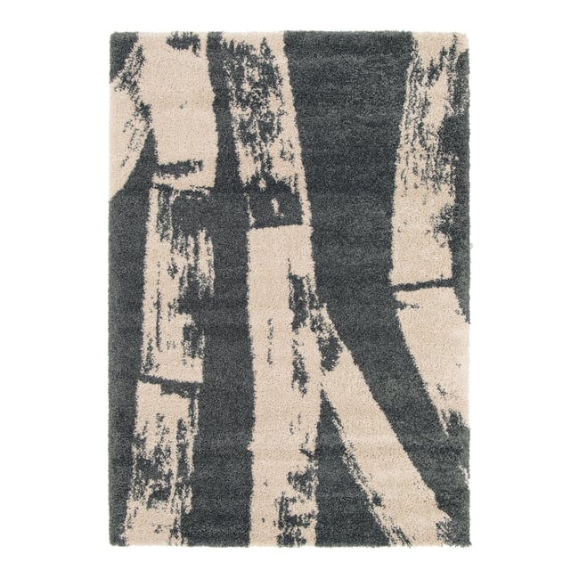Tapis shaggy épais et confortable FUSAIN Couleur gris minéral <span itemprop=
