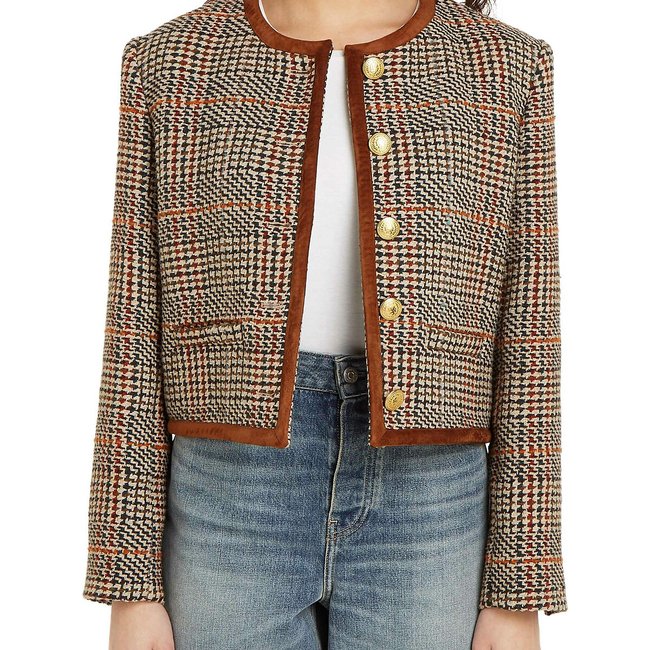 Vest in wol met lange mouwen, tweed <span itemprop=