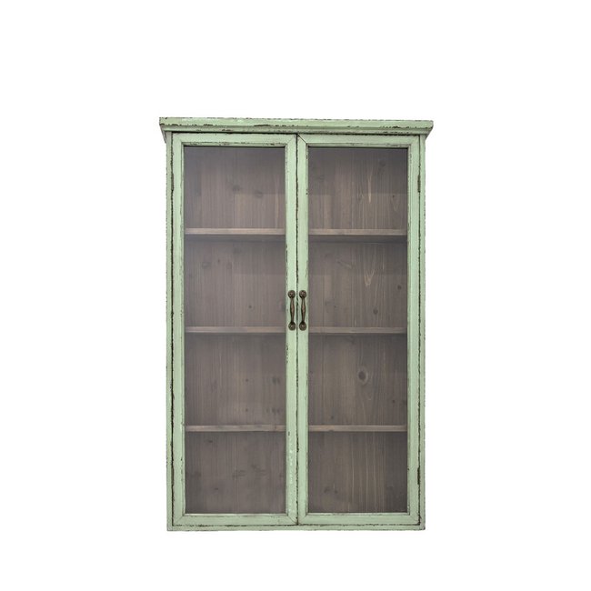 Vitrine 2 portes en métal H122cm - HAZEM Couleur vert <span itemprop=