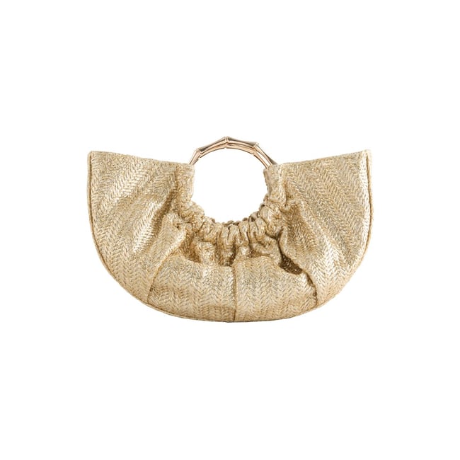Sac à main effet raphia métallisées <span itemprop=