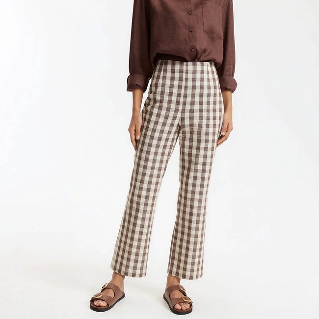 Pantalon bootcut 7/8 ème imprimé vichy  - LA REDOUTE COLLECTIONS