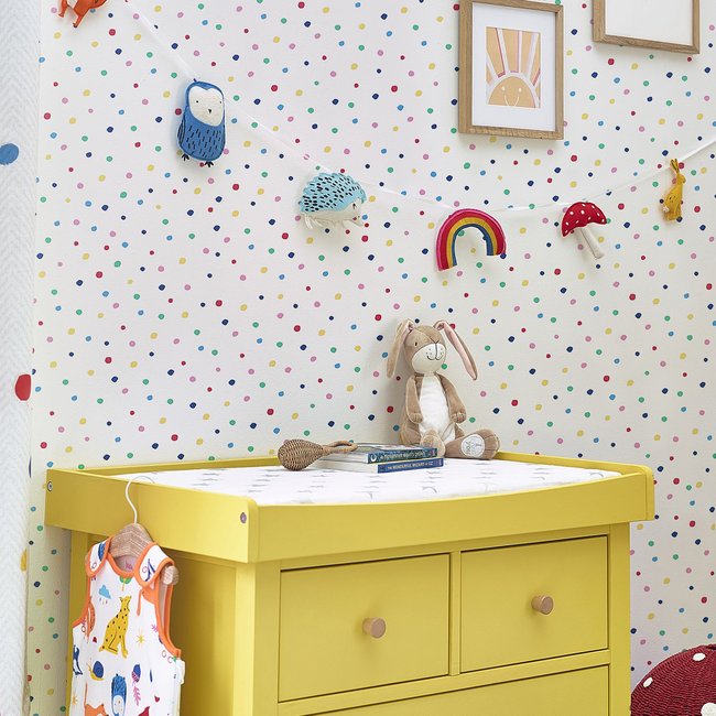 Papier peint Pluie de plumetis colorés Couleur multicolore <span itemprop=