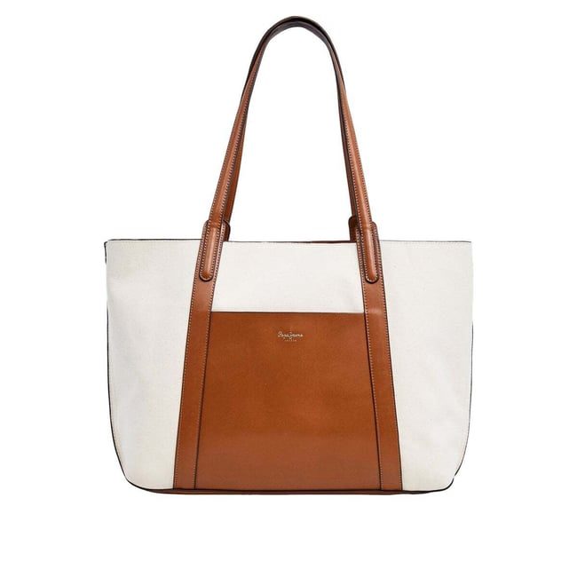 Sac Shopper En Sergé brun teinté <span itemprop=