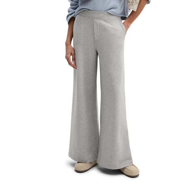Pantalon sweat relaxed garment-dyed en coton doux gris <span itemprop=