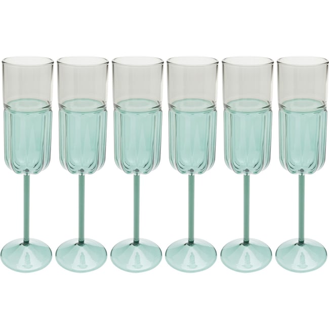 Lot de 6 flûtes à champagne, DUETTO Couleur vert <span itemprop=