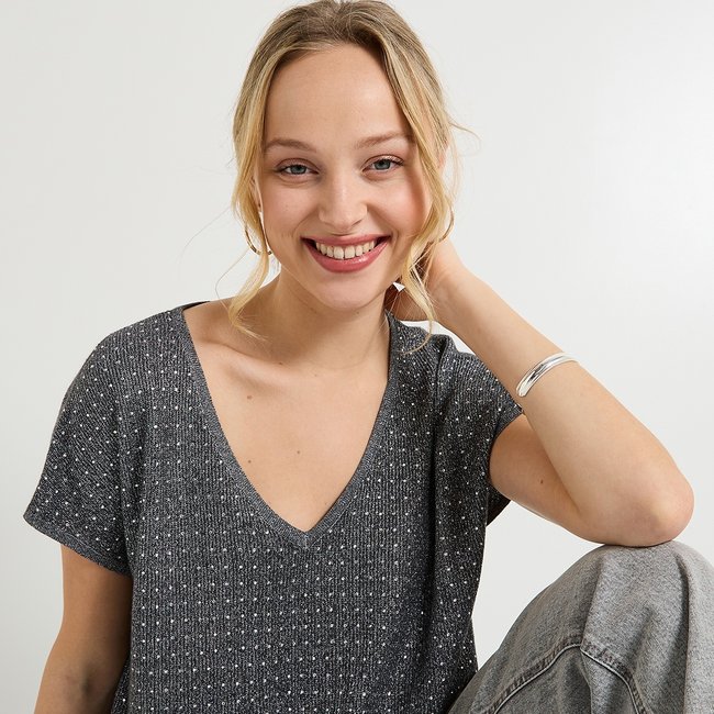 Pull col V gris <span itemprop=