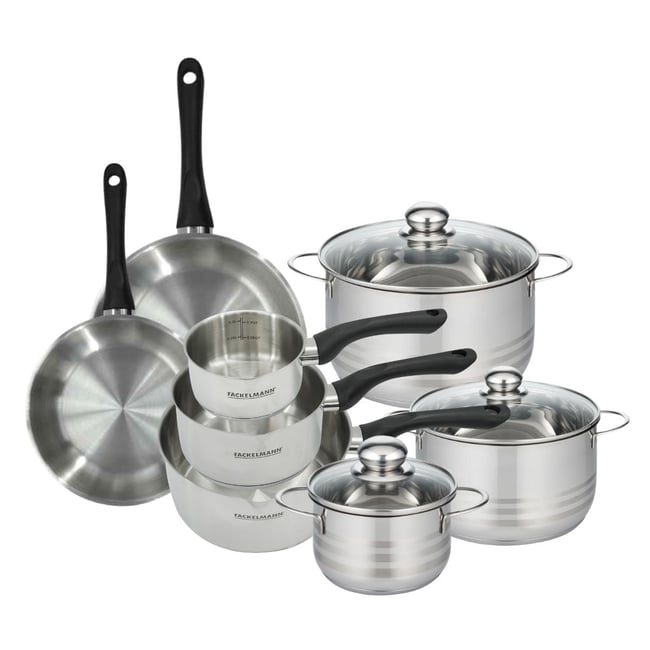 2 poêles 20/24, 3 faitouts 16/20/24, 3 casseroles 12/16/20 inox|noir <span itemprop=