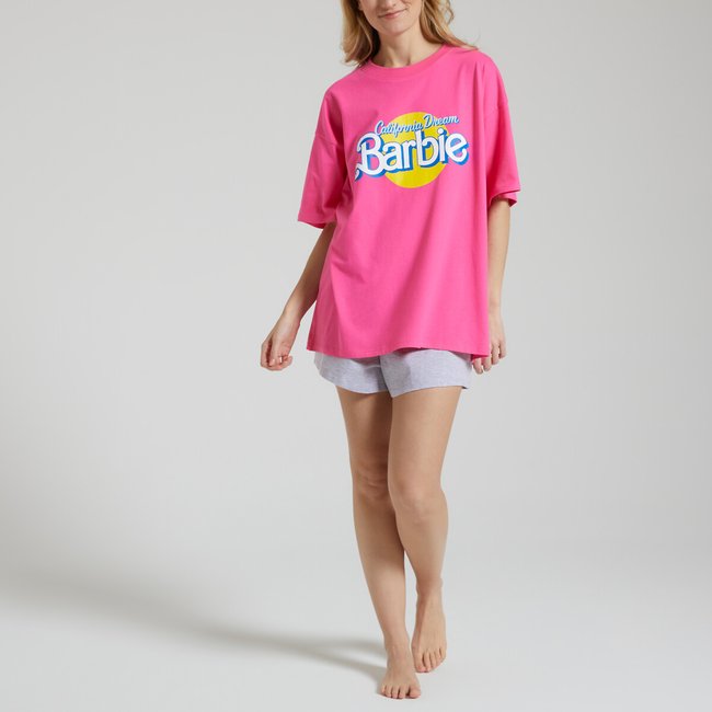 Pyjashort Oversize Barbie rose/gris chiné BARBIE