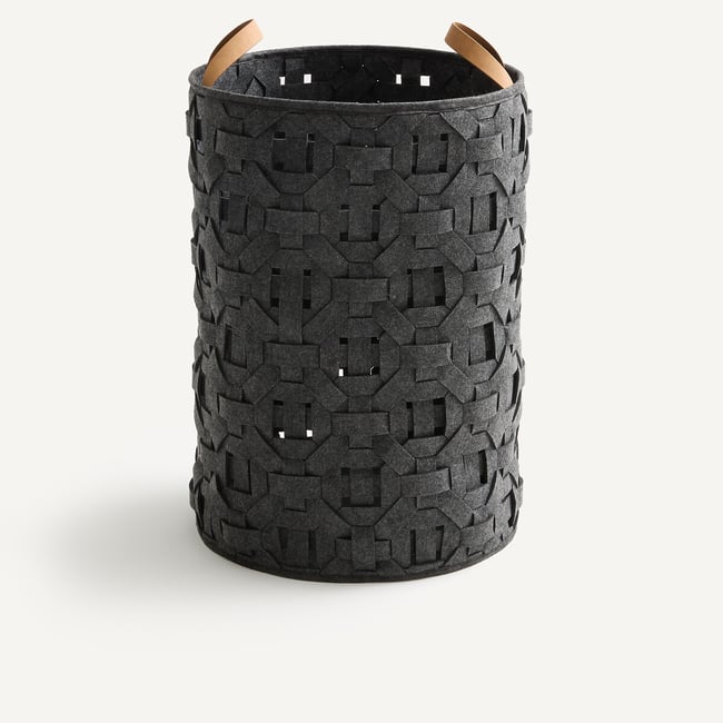 Cesta trenzada de fieltro, altura 60 cm, SÉRA antracita <span itemprop=