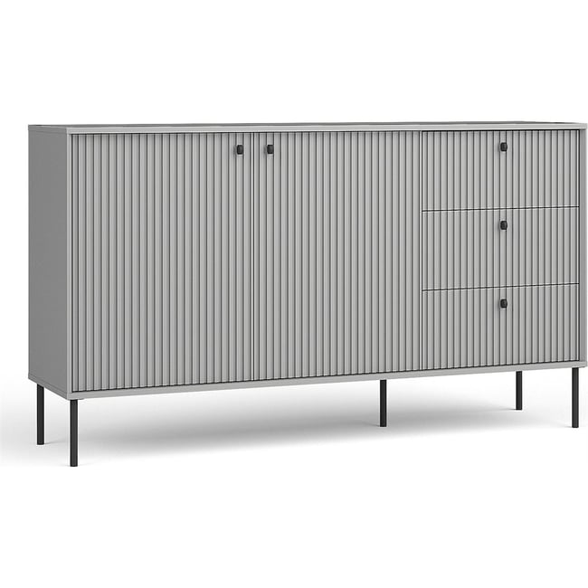 Buffet 2 portes 3 tiroirs collection ZEITO Couleur gris et noir <span itemprop=