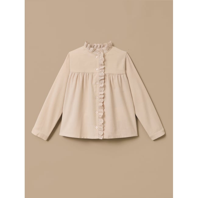Chemise velours et dentelle ecru <span itemprop=