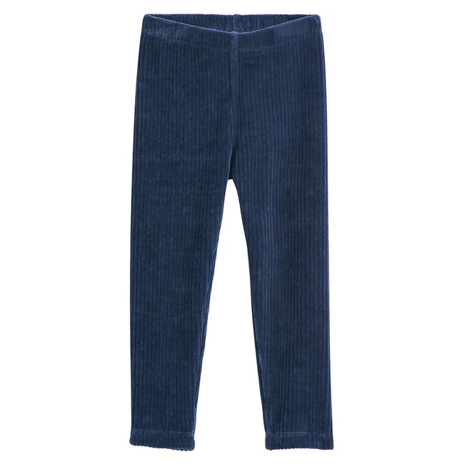 Legging en velours côtelé  bleu marine <span itemprop=