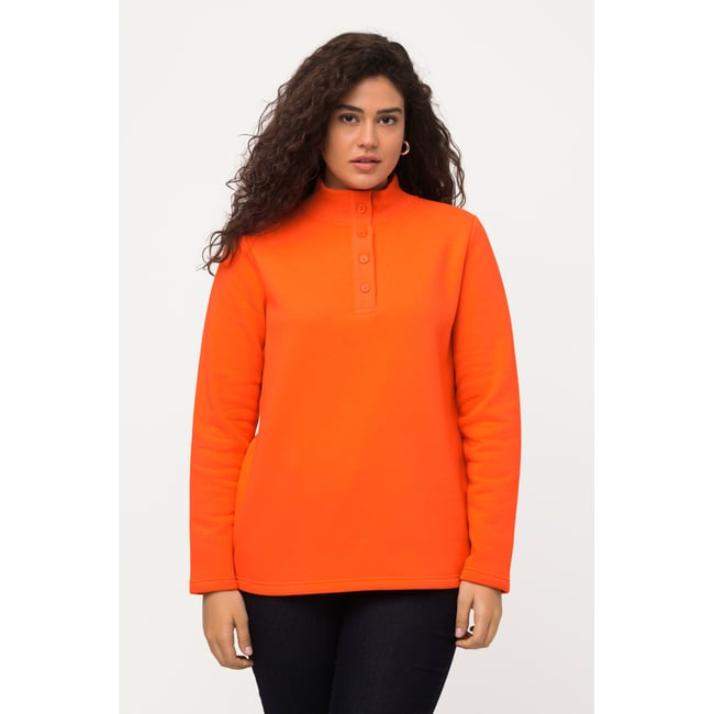 Sweat-shirt, col montant en maille, boutons mandarine <span itemprop=