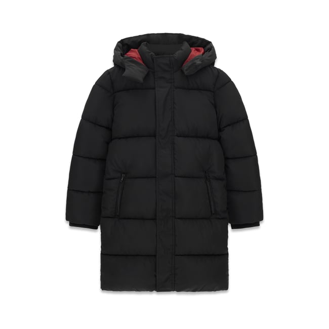 Doudoune Longue À Capuche noir <span itemprop=