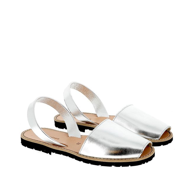 Sandali piatti in pelle Avarca Metal oro bianco MINORQUINES