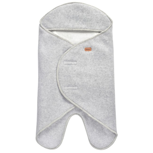Baby Einschlagdecke Babynomade aus Double-Fleece grau meliert/weiss <span itemprop=