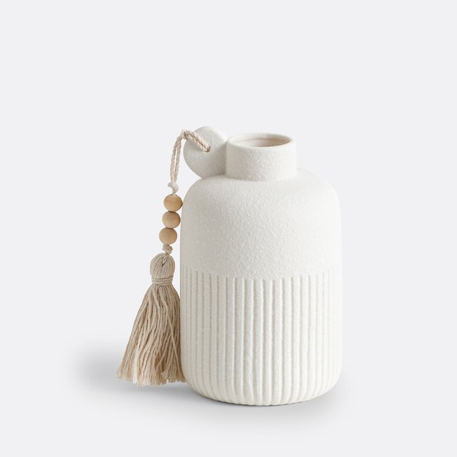 Bibelot em cerâmica, alt. 16,6 cm, Malio branco <span itemprop=