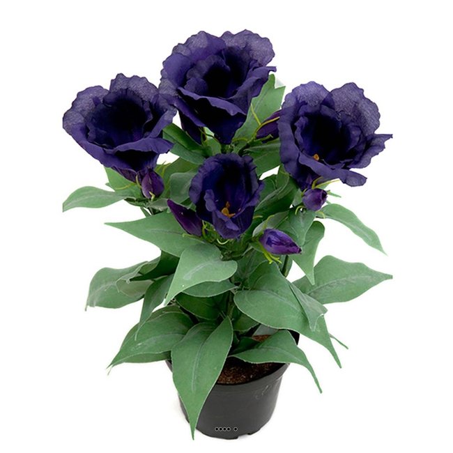 Eustoma artificiel en pot, 4 têtes de fleur Couleur mauve violet 330 <span itemprop=