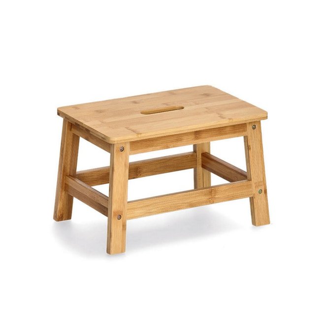 Petit tabouret marche pied bois bambou Couleur bois clair <span itemprop=