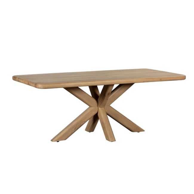 Table à manger chêne massif bords arrondis 200 cm ASTER Couleur bois naturel <span itemprop=