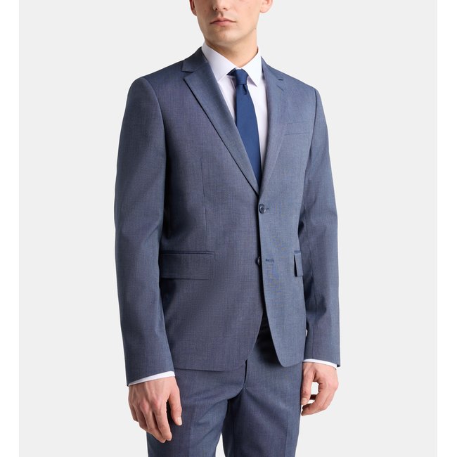 Veste de costume cintrée tesba fil à fil bleu <span itemprop=