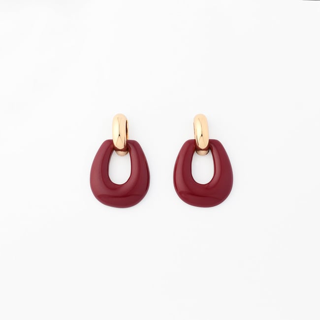 Boucles d'oreilles vintage en résine bordeaux bordeaux <span itemprop=