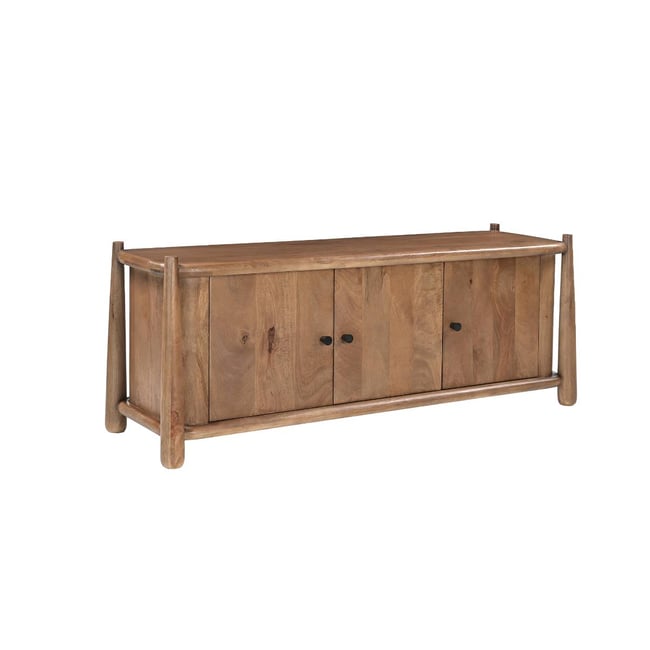 Meuble TV en bois de manguier ISALYNE Couleur bois foncé <span itemprop=